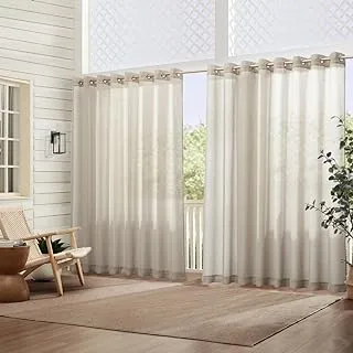 Elrene Home Fashions Carmen Sheer Extra-Wide Indoor/Outdoor Curtain, 1 Panel, 114 inches X 108 inches, Natural