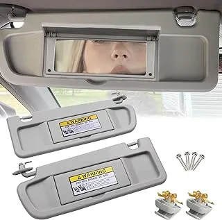 Civic Sun Visor للسائق الأيسر وجانب الركاب الأيمن متوافق مع Honda Civic 2006 2007 2008 2009 2010 2011 EX LX Sedan SI Coupe استبدال لـ 83280-SNA-A01ZC 83230-SNA-A01ZC - رمادي شفاف