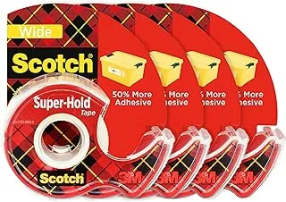 Scotch Super-Hold Wide Tape, 4 Rolls, 50% More Adhesive, Trusted Favorite, 1.5 x 650 in (4198W-SIOC)