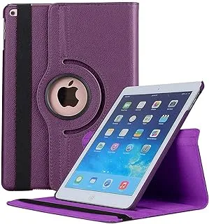 AWH 360 Rotate Synthetic Leather Flip Cover Case for Apple iPad 9.7 2017 2018 5th 6th Generation (Black) (Purple)