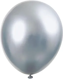 Unique 56786 Platinum Latex Balloons-11 | Metallic Silver | 6 Pcs, Pack of 6