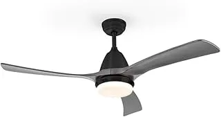 Funfano Glade 3 Solid Wood Blades Light Integrated Ceiling Fan with Remote Control, 132 cm Diameter, Black/Grey