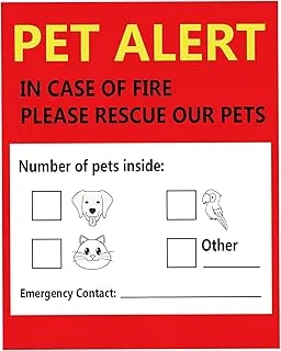 BPA® Pet Safety Fire Rescue Sticker 8 pcs Pet Alert Decal Pet Inside Sticker in Case of EmergenDanger Pet in House Home Window Door Labels 4X5 inch