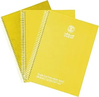 Sadaf Single Line Spiral Hard Cover 100 Sheet Notebook, A4 Size, Yellow