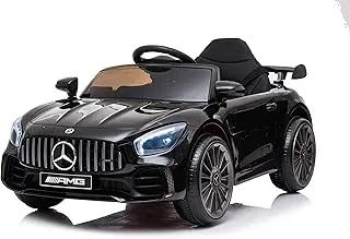 Dorsa 12V Kids Ride on AMG GTR مرخصة تعمل بالبطارية على طراز سيدان موسيقى وصوت وضوء | للقيادة لمدة من 2 إلى 6 سنوات صبي فتاة (أسود)