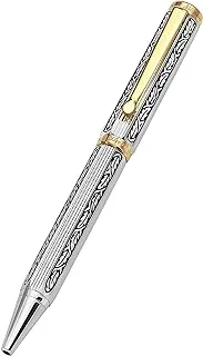 Xezo Legionnaire 18-Karat Gold, Platinum Plated Twist-Action Medium Point Ballpoint Pen. Diamond-Cut Engraved. Finely Hand-Etched. Individually Numbered. A Unique Gift (Legionnaire 500 B)