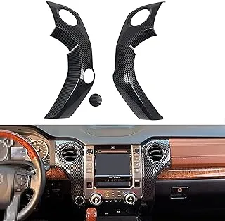 MICROCK Center Console Control Air Vent Outlet Cover Trim for Toyota Tundra, Double Cab 2014-2021, ABS Carbon Fiber (NOT FIT RHD)