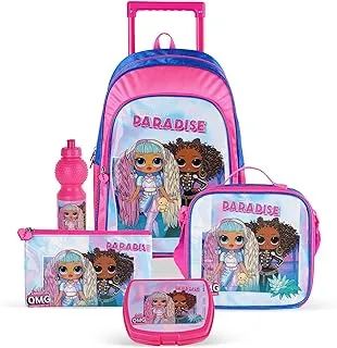 TRUCARE MGA LOL Welcome to Paradise 5in1 Trolley School Bag Set | Kids Backpack Gift | Water Resistant,Box set 18