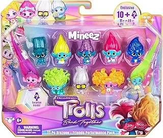 DreamWorks: Trolls – Gemeinsam Stark, Mineez, 11 Stück, Performance-Packung „BroZone und Freunde“, 11 3,8 cm große Mineez-Sammelfiguren und 1 Zubehörteil