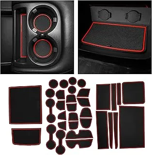 CupHolderHero fits Nissan Pathfinder Accessories 2013-2024 - Premium Custom Interior Non-Slip Anti Dust Cup Holder Inserts, Center Console Liner Mats, Door Pocket Liners 33pc Set (Red Trim)