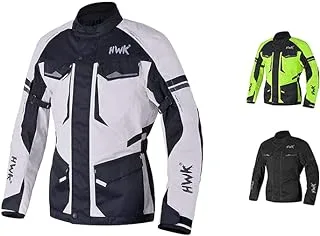 HWK Motorcycle Jacket for Men Adventure/Touring with Cordura Textile Fabric for Motorbike Riding and Impact Protection Armor