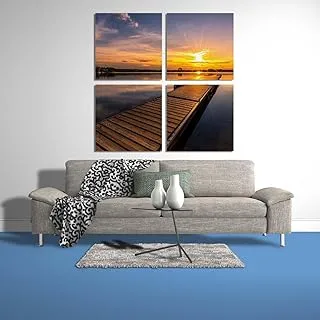 Sunset On Sea, Canvas wall art, Multicolour, Canvas, 4 Pieces, 40 x 40 By(BPA®)