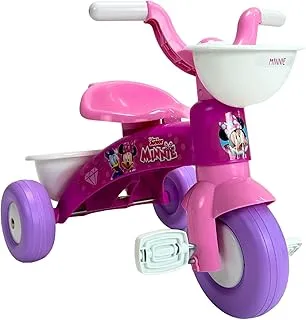 INJUSA - Baby Trico MAX Minnie Mouse Tricycle Pink Licensed with Front Basket and Rear Bucket Storage Rack Recommended for Boys and Girls from 1 to 3 Years