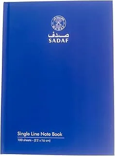 Sadaf Single Line Hard Cover 100 Sheet Notebook, A5 Size, Blue