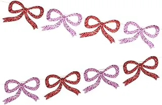 Meri Meri Glitter Bow Garland, Red/Pink