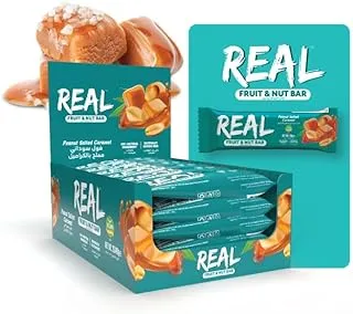 Real Fruit & Nut Bar Peanut Salted Caramel | 100% Natural Ingredients | Naturally Gluten Free | Vegan Products | Daily Sugar Free Snack | 25x40grams Each