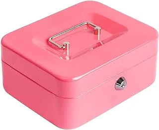 Decaller Cash Box with Money Tray, Metal Locking Money Box with Key Lock for Security, 7 4/5