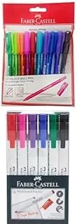 Faber-Castell Ball Pen 0.7Mm Poly Bag Of 10Pc + Whiteboard Marker Slim Wallet Of 6Pc