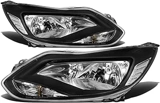 DNA MOTORING HL-OH-FF12-BK-CL1 Black Housing Headlights Replacement For 12-14 Focus