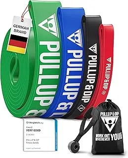 PULLUP & DIP Resistance Bands Pull Up Bands for Assisted Pull Ups, Calisthenics, Pull Up Bar; Premium Fitness Bands incl. Pouch, Exercise Guide + Door Anchor (for Sets)