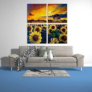 Sun And Tournesol, Canvas wall art, Yellow, Canvas, 4 Pieces, 40 x 40 By(BPA®)