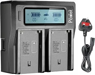 DMK Power DC-01 DUAL DIGITAL BATTERY CHARGER Compatible with Sony NP-F970/NP-F960/ NP-F770/NP-F570 NP-F330/FM50 etc.