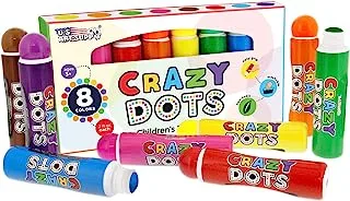 U.S. Art Supply 8 Color Crazy Dots Markers - Children's Washable Easy Grip Non-Toxic Paint Marker Daubers