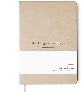 Mal Paper Daily Goal Setter Planner - Tan, 6 Month 274 Page Undated Pad | Soft Cover Productivity Diary with Affirmations, Note Pages Weekly & Monthly View | Mindfulness & Wellbeing Manifestation