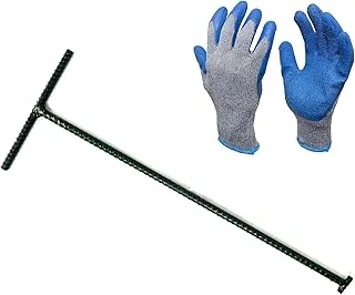 Biella Manhole Open Key (50cm) And Grip Gloves For Using Heavy Concrete Sewer Drainage Ditch Rolling Gate (1pcs Man Holekey And 2pcs Grip Glove)