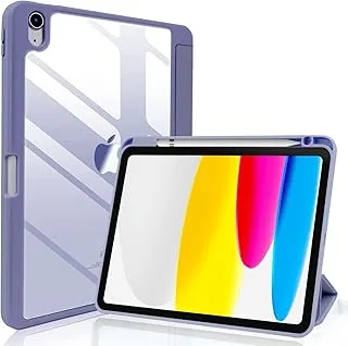 AWH Case for iPad 10th Generation 2022 with Pencil Holder, Slim Smart Cover with Clear Back Shell for iPad10 Case 10.9 Inch,Auto Sleep/Wake (Purple)