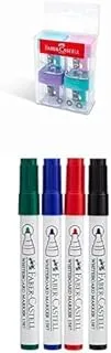 Faber-Castell Minibox Sharpener 4pc Pastel Colours + Whiteboard Marker Bullet Set Of 4Pc & Duster