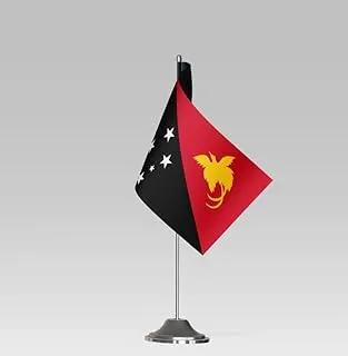 علم طاولة صغير الحجم BPA® PAPUA NEW GUINEA FLAG مع حامل ديكور مكتبي أنيق (23 × 10 سم)