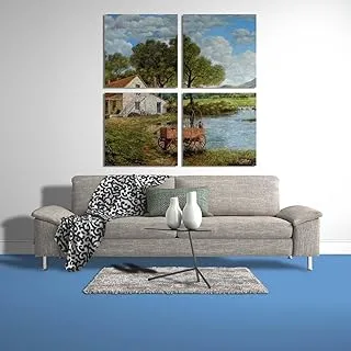 Nature Painting On Canvas, Canvas wall art, Multicolour, Canvas, 4 Pieces, 50 x 50 By(BPA®)