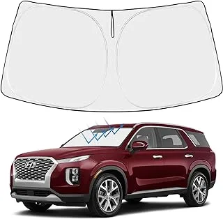 Front Windshield Sunshade Foldable car Visors for Windshield Sun Shade Protector Custom Fit 2020 2021 2022 Hyundai Palisade Accessories 2022 Upgrade