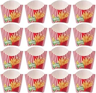 Greaseproof Disposable French Fries Cup, Disposable Snack Holder [ 25 Pcs/Pack, Assorted Bright Theme Design Pack] Burger Store Home Shop French Fries, Travel, Movies, And Parties - 25 Count