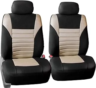 FH Group Car Seat Covers Front Set Premium 3D Air Mesh - Low Back Car Seats with Removable Headrest,Universal Fit,Automotive Seat Cover,Airbag Compatible Car Seat Cover for SUV,Sedan,Van Beige