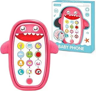 PATPAT® Toy Phone for Kids, Toy Mobile with Silicone Cartoon Shark Case, Dummy Phone for Babies, Kids Mobile Toy, Baby Musical Toy Dummy Mobile Phone with Light Sound Lullabies for Boys Girls - Pink