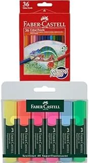 Faber-Castell Colour Pencils 36 + Classic Highlighter Wallet Of 6