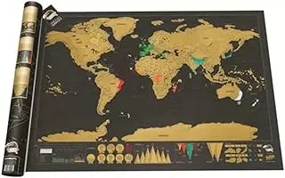 AMERTEER Scratch off World Map, lucky scratch map world poster, detailed map of the world with capitals, states, cities, scratch map deluxe edition