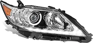 DNA MOTORING Right OE Style Projector Headlight متوافق مع 13-15 Lexus ES300H ES350، كروم/عدسة شفافة/زاوية كهرمانية، OEM-HL-0166-R