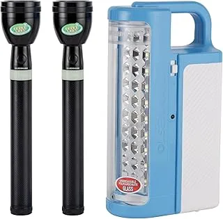 Olsenmark 2 combo Flashlight and LED Lantern- OMEFL2837, Military Grade Flashlights, 3W SMD LED, Compact, Portable and Light-Weight Design and 90 Hours