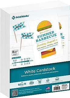 Printworks White Cardstock, Standard, 67 lb. Vellum, 92 Bright, 250 sheets, 8.5 x 11, For Office, Home & School Printing, Craft Projects (00564)