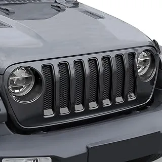 JeCar Front Grill Inserts & Headlight Cover Kit Compatible with Jeep Wrangler 2018-2023 JL & Unlimited, Black