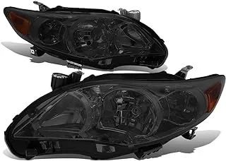 DNA Motoring HL-OH-TCOR11-SM-AM Smoke Lens Amber Corner Headlights Replacement For 11-13 Corolla Sedan