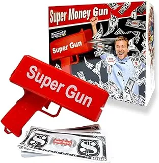 PARTY TIME - Super Gun Money Shooter 100 Pcs Prop Money, Fake Money Gun Toy Play Money for Party Birthday Club Gifts for Kids Adults