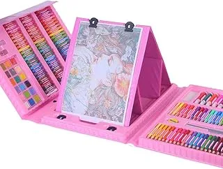 Super Mega Case Paintings for Children, 208 Pieces Drawing Sets, Paintings for Children, Watercolors Children, Drawing Pencils, Easel Painting (Pink)