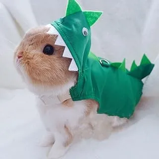 Rabbit Clothes Halloween Costume Dinosaur Harness Adjustable Hoodie for Halloween Dress Up Party Cosplay Photo Shoot for Rabbit Chinchilla Guinea Pig Kitten Puppy Small Animal (S)