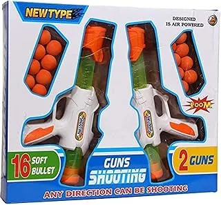 Double Ball Launch Guns Toy Cannon with 16 Super Soft Full Balls, Air Pressure and Cannon Sound