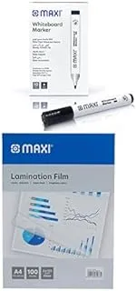 Maxi Whiteboard Marker Bullet tip 10pc Black + A4 Lamination Film 216 X 303 Mm 100 Piece