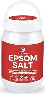 MY ARMOR Epsom Salt for Bath - 2.3 kg, Magnesium Sulphate for Plants, Ideal for Gardening and Muscle Relief, Relieves Aches and Pains | USP Grade Bath Salt | White, Pack of 1